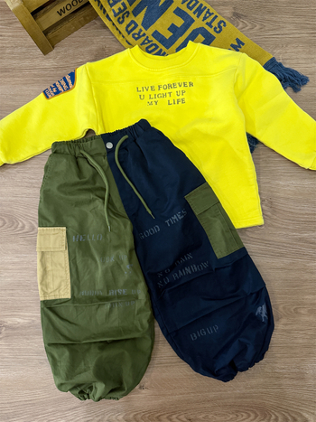 Gyerekeknek fleecével bélelt cargo nadrág japán stílusban, 100% pamut, 3–8 évesek, téli