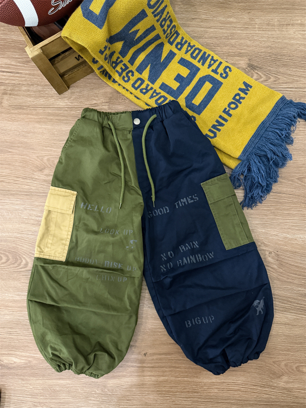 Gyerekeknek fleecével bélelt cargo nadrág japán stílusban, 100% pamut, 3–8 évesek, téli