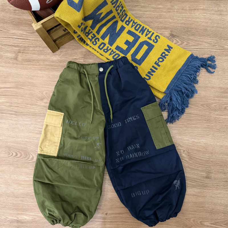 Gyerekeknek fleecével bélelt cargo nadrág japán stílusban, 100% pamut, 3–8 évesek, téli