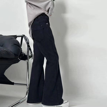 Jeansi pentru fetițe cu căptușeală din fleece, bootcut, talie înaltă, 70% bumbac, imprimeu cu personaje desenate, Iarna 2025