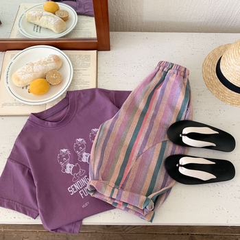 Pantaloni copii stil coreean, cu dungi, bumbac 90%, talie elastică, unisex, pentru copii 3–8 ani