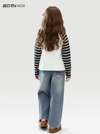 Dječje traperice za zimu, srednji pojas s elastnim pojasom, mekano obrađeni pamuk 51.5%