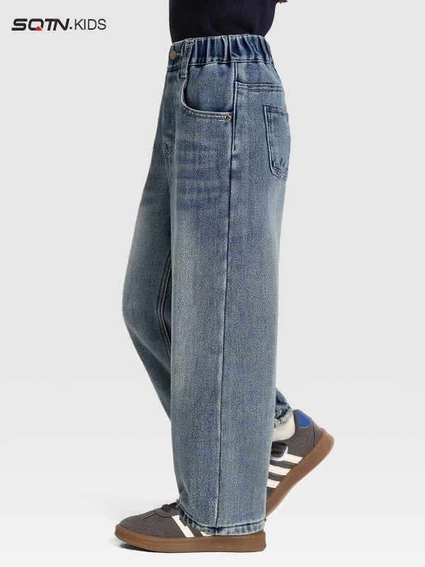 Dječje traperice za zimu, srednji pojas s elastnim pojasom, mekano obrađeni pamuk 51.5%