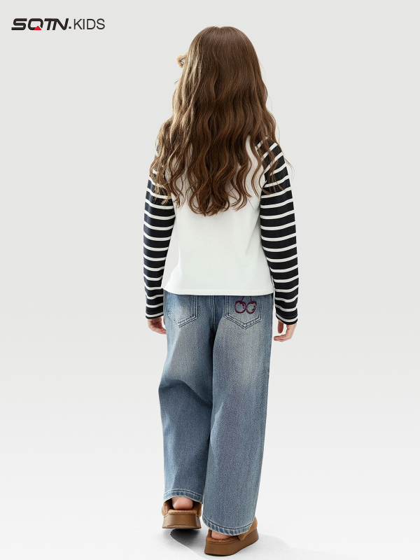 Dječje traperice za zimu, srednji pojas s elastnim pojasom, mekano obrađeni pamuk 51.5%