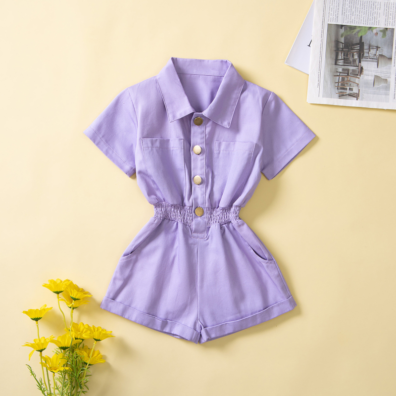 Salopetă pentru fetițe, mâneci scurte, talie medie, poliester 95%, vârstă 1-3 ani, vară