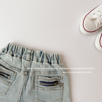 Șorturi scurte de vară pentru fetițe, bumbac, stil coreean, 80% bumbac, talie medie, model monocrom, pentru 3–8 ani