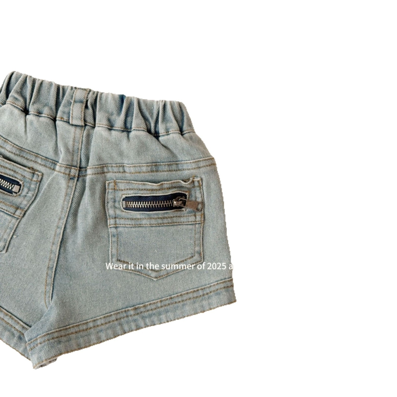 Șorturi scurte de vară pentru fetițe, bumbac, stil coreean, 80% bumbac, talie medie, model monocrom, pentru 3–8 ani