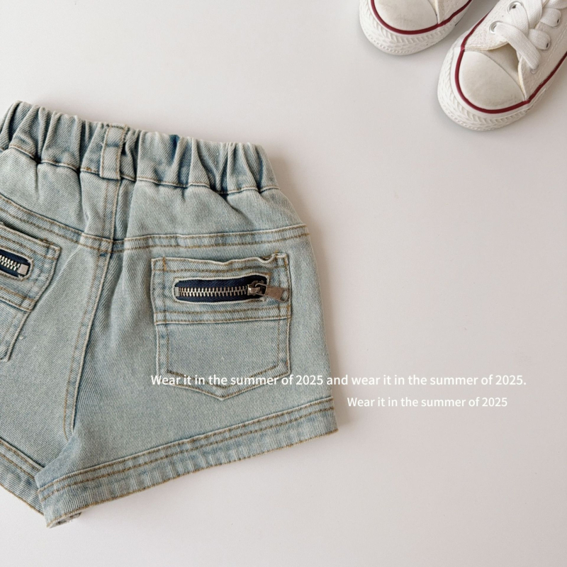 Șorturi scurte de vară pentru fetițe, bumbac, stil coreean, 80% bumbac, talie medie, model monocrom, pentru 3–8 ani