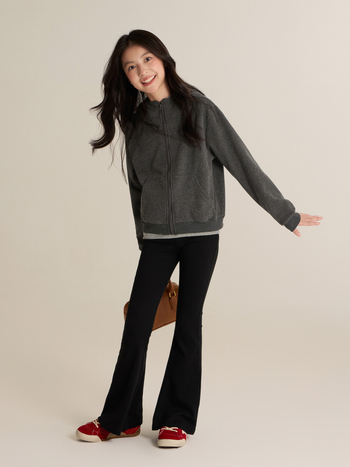 Pantaloni bell-bottom pentru fetițe, talie înaltă, căptuți cu fleece, din bumbac, lungi, toamnă-iarnă 2025