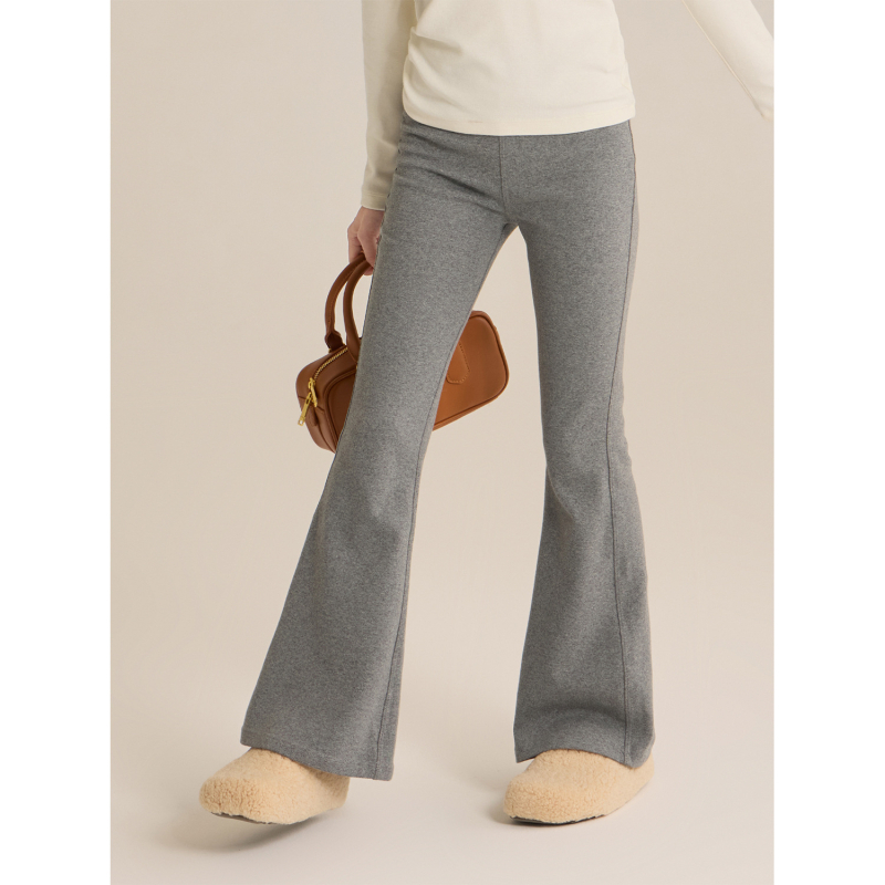 Pantaloni bell-bottom pentru fetițe, talie înaltă, căptuți cu fleece, din bumbac, lungi, toamnă-iarnă 2025