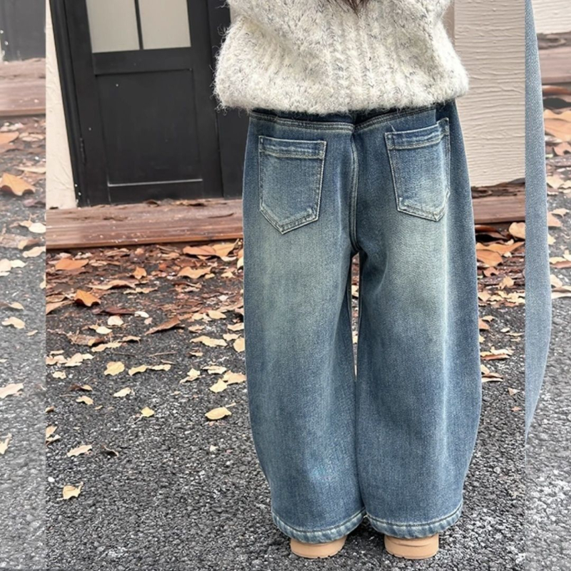Dječje traperice s flis podstavom, unisex, ravni kroj, srednji pojas, pamuk 70–80%