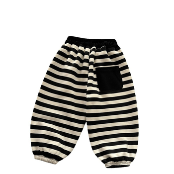 Pantaloni de iarnă pentru copii – căptușeală din fleece, în dungi, casual, unisex (Poliester 95%, talie medie, iarnă)