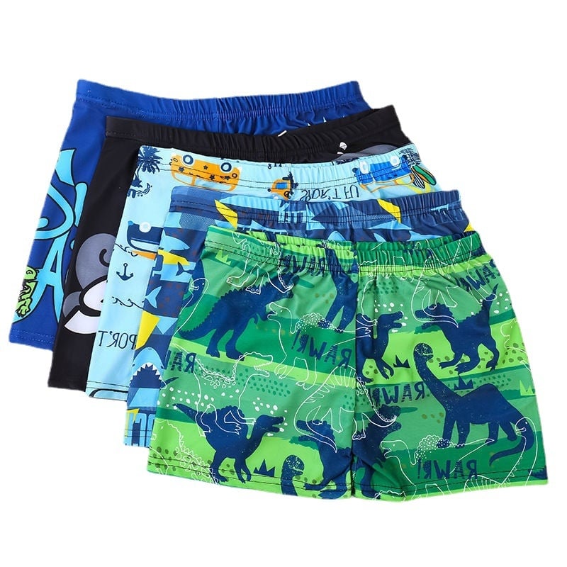 Berniukų plaukimo šortai su animaciniu piešiniu, laisvo kirpimo, poliesterio audinys su pamušalu, plaukiojimui.