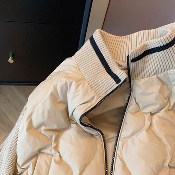 Ženska zimska pamučna jakna s dijamantnim prešivanjem i patchwork dizajnom, američki retro stil, baseball stil