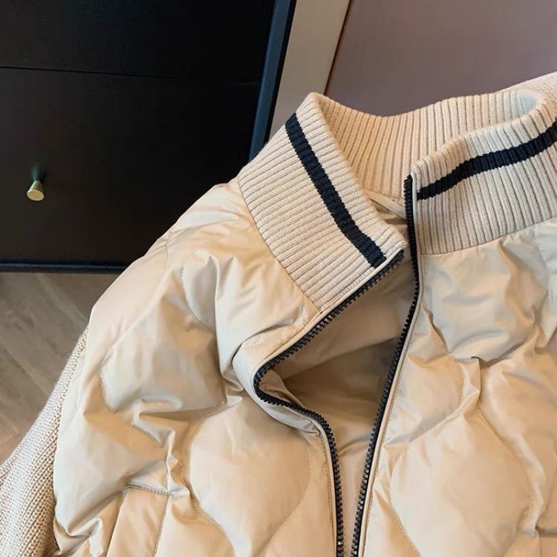 Ženska zimska pamučna jakna s dijamantnim prešivanjem i patchwork dizajnom, američki retro stil, baseball stil