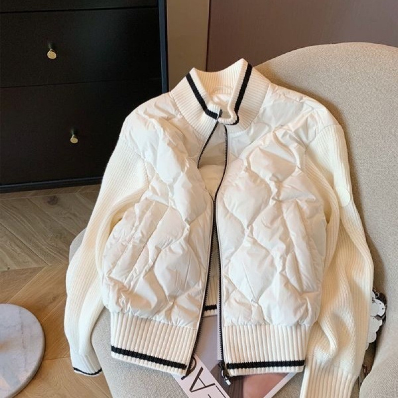 Ženska zimska pamučna jakna s dijamantnim prešivanjem i patchwork dizajnom, američki retro stil, baseball stil