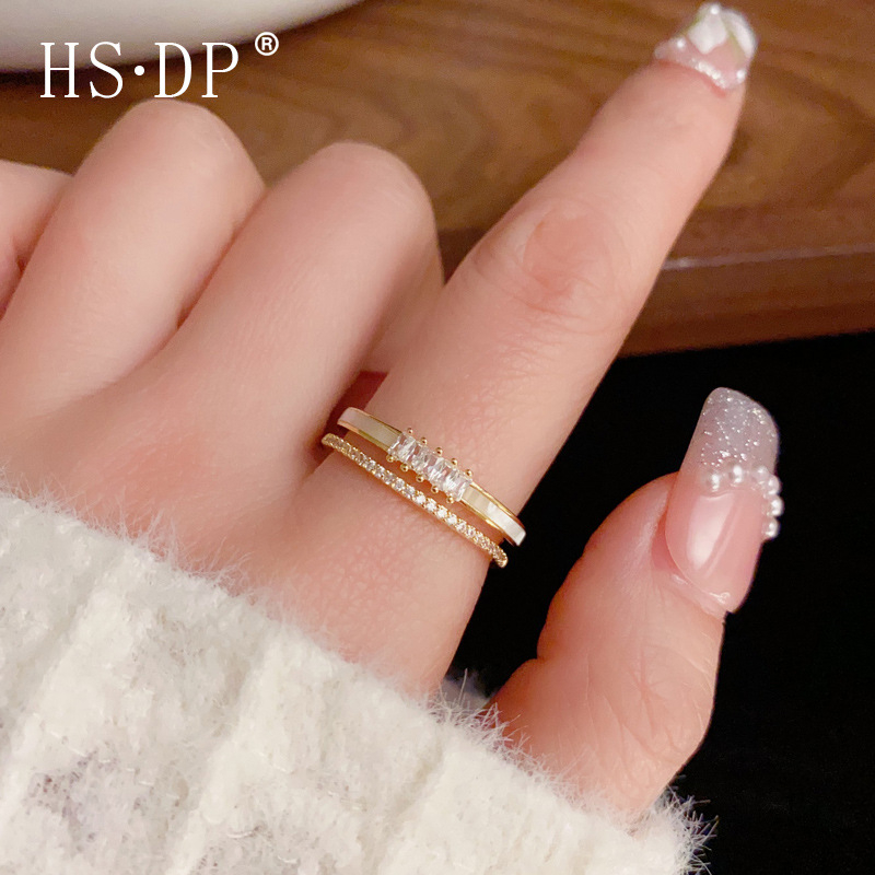 Inel din cupru, stil geometric, design deschis reglabil, placare cu aur real, Korean Dupin