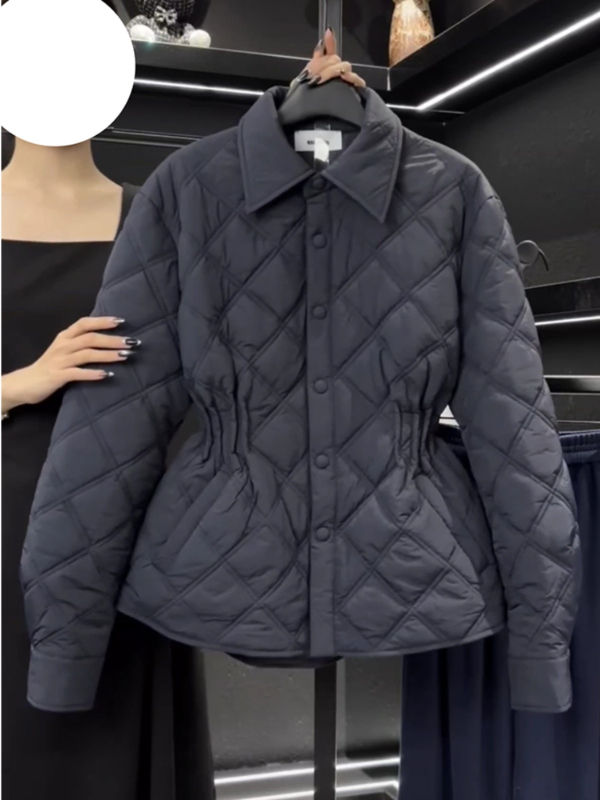 Ležerni kaput s polo ovratnikom, Chenille tkanina sa spandexom, punjenje od imitacije svile i pamuka, zatvarač, obična duljina 50-65 cm