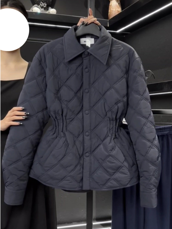 Ležerni kaput s polo ovratnikom, Chenille tkanina sa spandexom, punjenje od imitacije svile i pamuka, zatvarač, obična duljina 50-65 cm