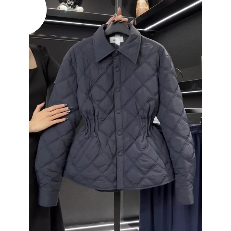 Ležerni kaput s polo ovratnikom, Chenille tkanina sa spandexom, punjenje od imitacije svile i pamuka, zatvarač, obična duljina 50-65 cm