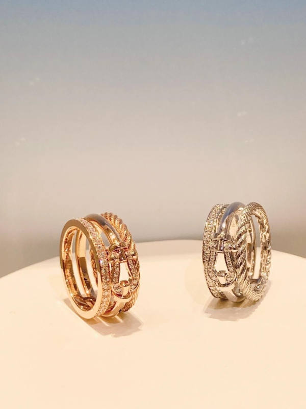 Inel Koko&qiqi - Cataramă potcoavă, Unisex, Design geometric (Rom rb/U‑Formă) - Zirconiu cubic sintetic, Tăiere diamant, Acoperire metalică - Stil ușor luxos