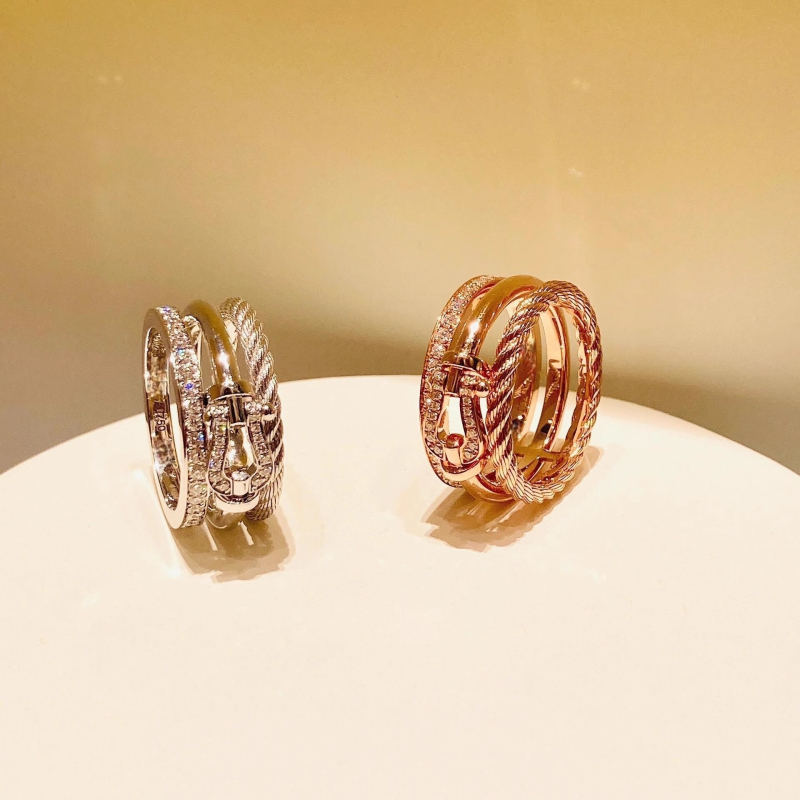 Inel Koko&qiqi - Cataramă potcoavă, Unisex, Design geometric (Rom rb/U‑Formă) - Zirconiu cubic sintetic, Tăiere diamant, Acoperire metalică - Stil ușor luxos