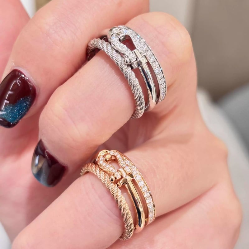 Inel Koko&qiqi - Cataramă potcoavă, Unisex, Design geometric (Rom rb/U‑Formă) - Zirconiu cubic sintetic, Tăiere diamant, Acoperire metalică - Stil ușor luxos