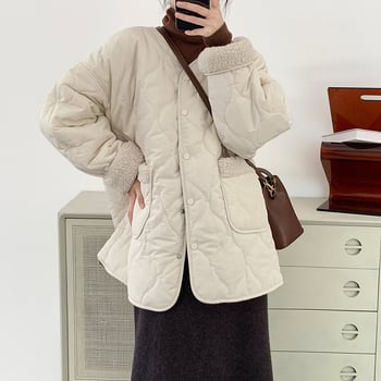 Jakna s punjenim od poliestera i pamuka, V-izrez, slobodan kroj, vanjska tkanina od poliestera