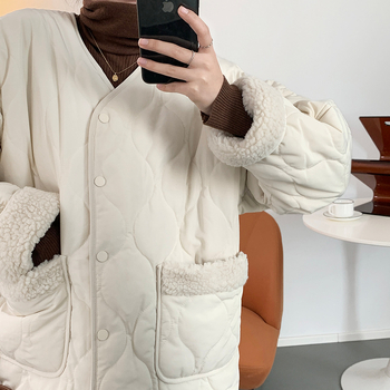 Jakna s punjenim od poliestera i pamuka, V-izrez, slobodan kroj, vanjska tkanina od poliestera