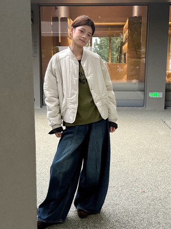 Ženska pamuk jakna s patchwork rukavima, geometrijski uzorak, stojeći ovratnik, japansko-korejski casual stil