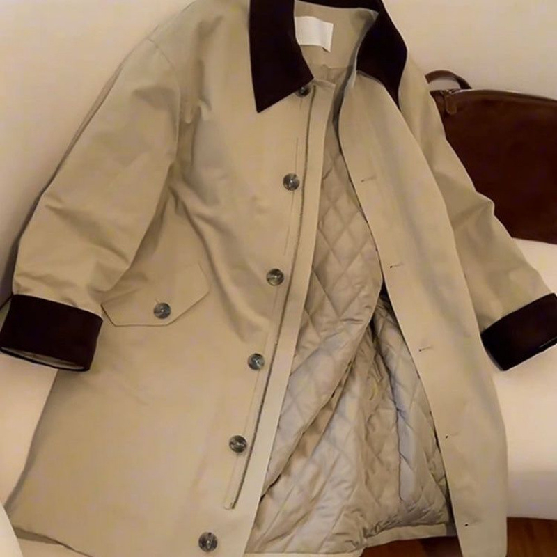 Korejski stil, Chanel-inspirirana štepana pamučna jakna, udoban kroj, jesen-zima ženska odjeća