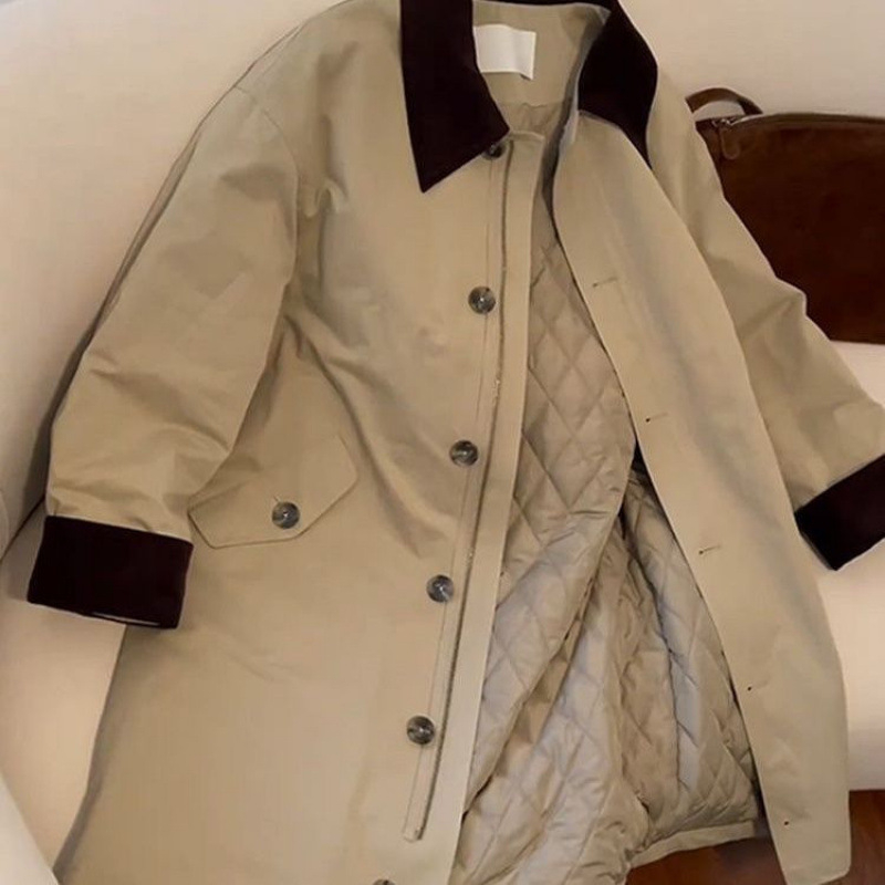 Korejski stil, Chanel-inspirirana štepana pamučna jakna, udoban kroj, jesen-zima ženska odjeća