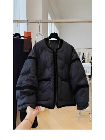 Ženska pamučna jakna s okruglim ovratnikom, opušten kroj, dugi rukavi, jednoredno kopčanje, proljeće 2025, japansko-korejski opušten stil