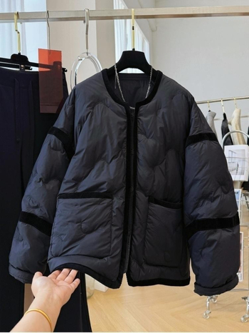 Ženska pamučna jakna s okruglim ovratnikom, opušten kroj, dugi rukavi, jednoredno kopčanje, proljeće 2025, japansko-korejski opušten stil