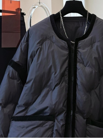 Ženska pamučna jakna s okruglim ovratnikom, opušten kroj, dugi rukavi, jednoredno kopčanje, proljeće 2025, japansko-korejski opušten stil