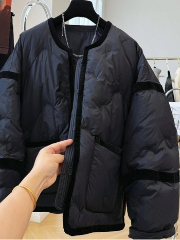 Ženska pamučna jakna s okruglim ovratnikom, opušten kroj, dugi rukavi, jednoredno kopčanje, proljeće 2025, japansko-korejski opušten stil