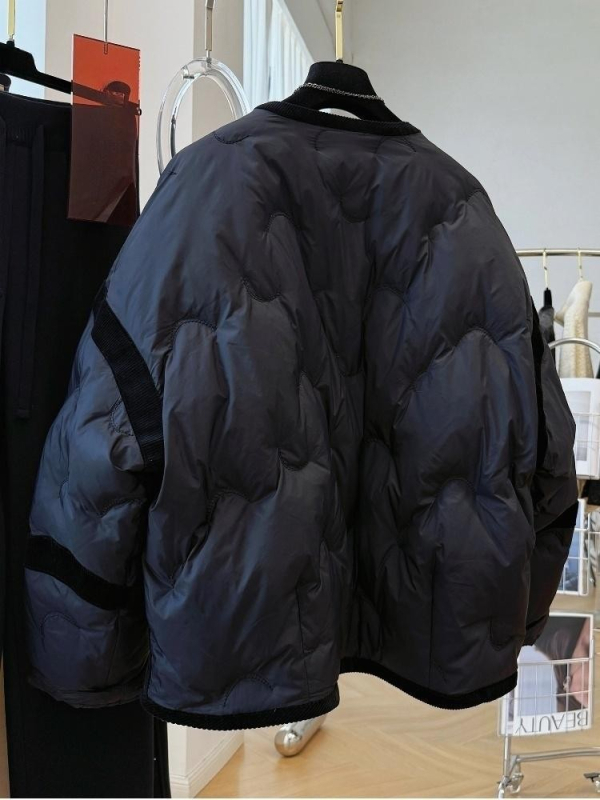 Ženska pamučna jakna s okruglim ovratnikom, opušten kroj, dugi rukavi, jednoredno kopčanje, proljeće 2025, japansko-korejski opušten stil