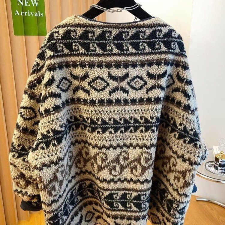 Dvostrani kaput od ovčje vune, jesen-zima 2025, retro topli kaput