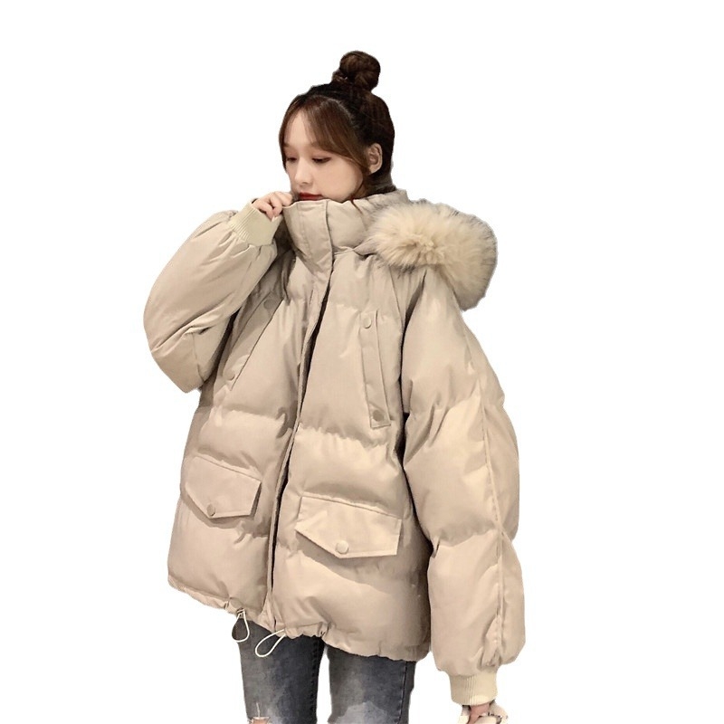 Djevojačka pamučna jakna s flisom, kapuljačom od umjetnog krzna, zatvarač, debela zimska jakna od poliestera