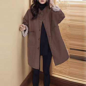 Памучно подплатено палто: Chenille плат, пълнеж коприна-памук (полиестер), главна тъкан спандекс, средна дължина 65–80 см, поло яка