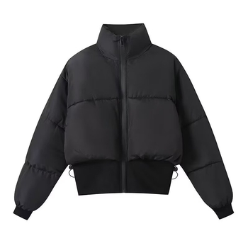 Ready stock kratka jakna sa zipom, stojeći ovratnik, punilo poliester-pamuk, jednobojna tkanina