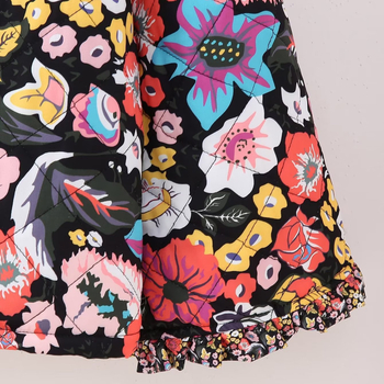 Дамско полиестерово палто за есен и зима със стояща яка, дълги ръкави, свободна кройка, флорален растителен принт, средна дължина, пълнител полиестер 80–90%