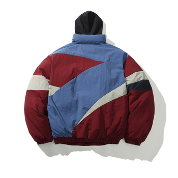 Zimska jakna s kapuljom u japanskom retro stilu, unisex, blok boja, casual sportski vanjski komad s flisom