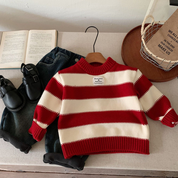 Gyerekeknek készült koreai stílusú pulóver, akril 44% anyag, kerek nyakú, hosszú ujjú