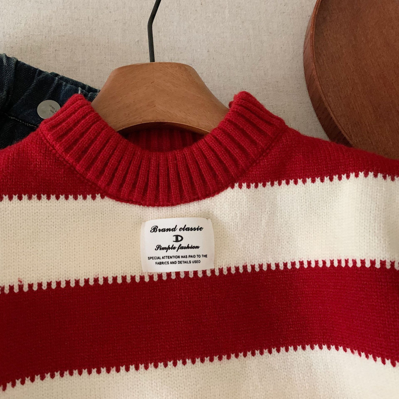 Gyerekeknek készült koreai stílusú pulóver, akril 44% anyag, kerek nyakú, hosszú ujjú