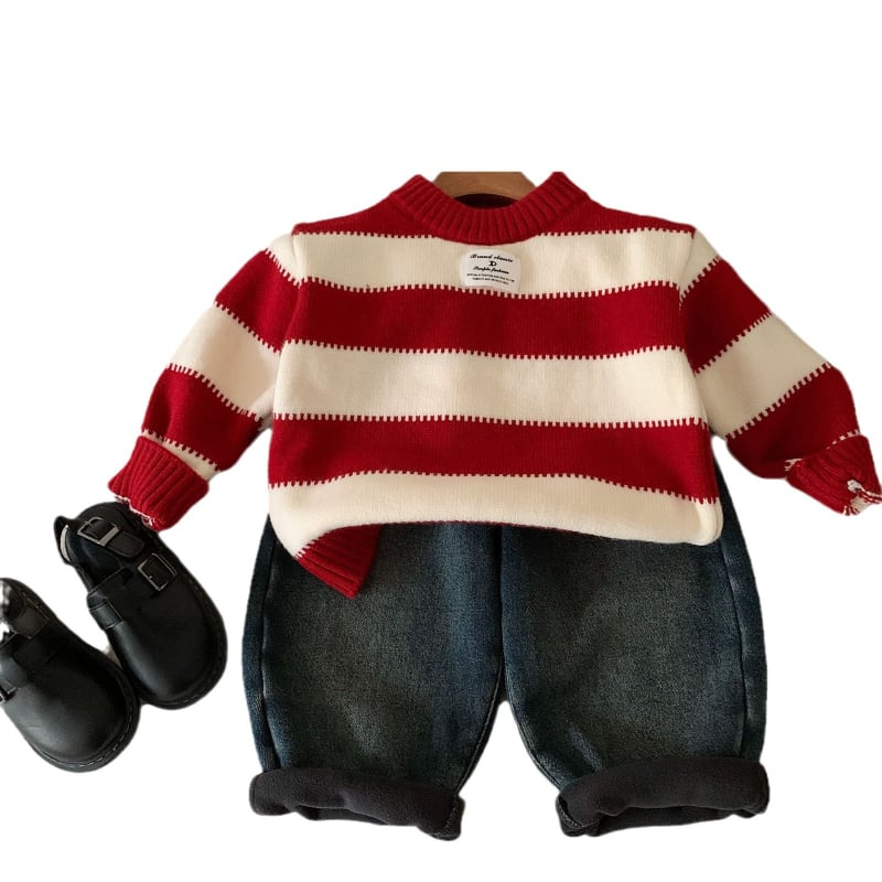 Gyerekeknek készült koreai stílusú pulóver, akril 44% anyag, kerek nyakú, hosszú ujjú