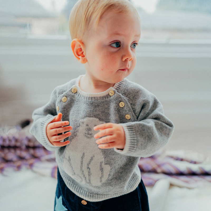 100% gyapjú gyerek pulóver kapucnival, hosszú ujjú, 1–3 éveseknek, ősz 2025