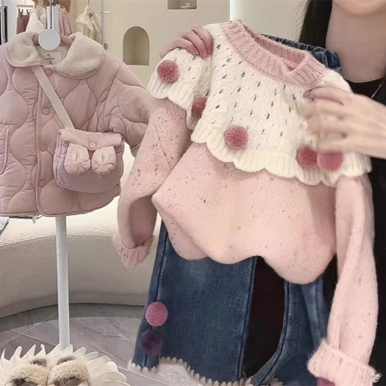 Dječji debeli pleteni džemper s dugim rukavima, okrugli izrez, jesen-zimski stil