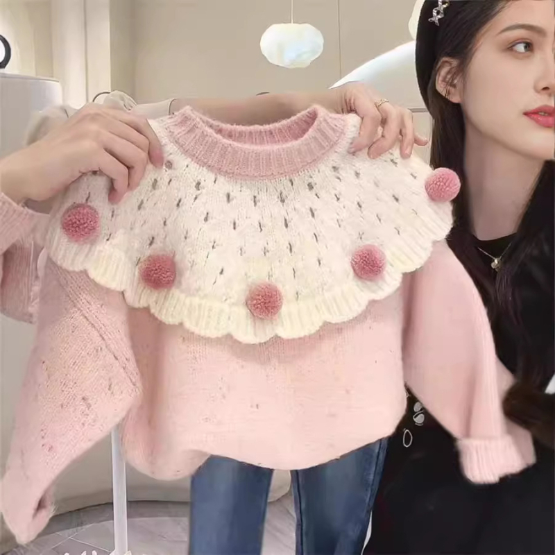 Dječji debeli pleteni džemper s dugim rukavima, okrugli izrez, jesen-zimski stil