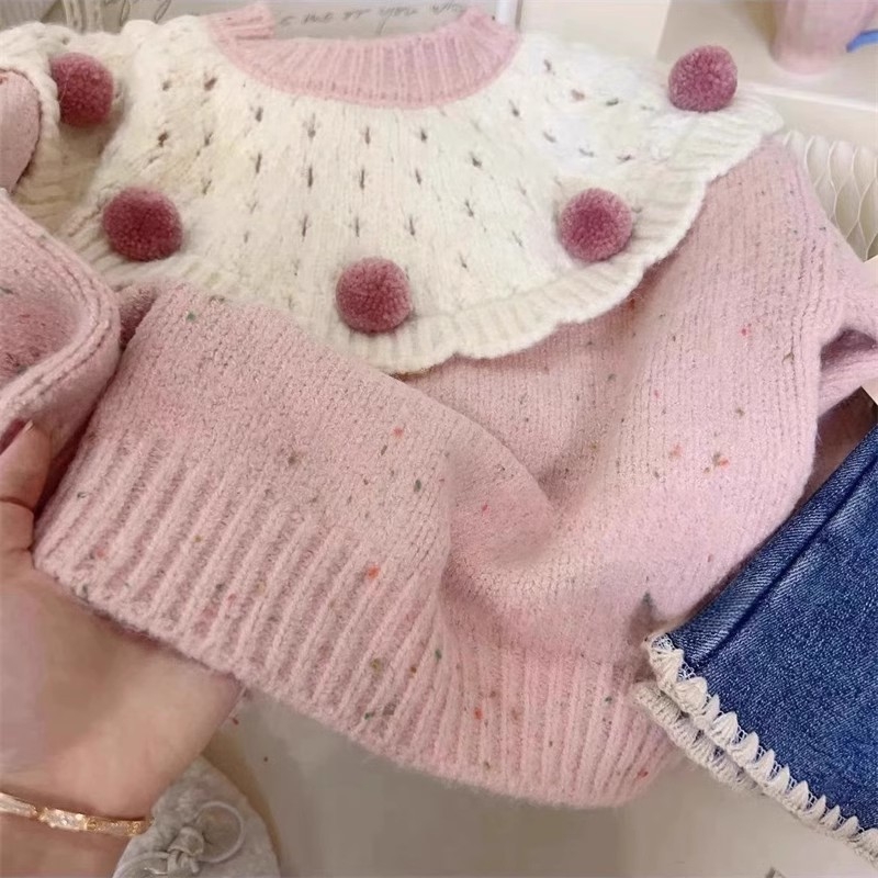 Dječji debeli pleteni džemper s dugim rukavima, okrugli izrez, jesen-zimski stil